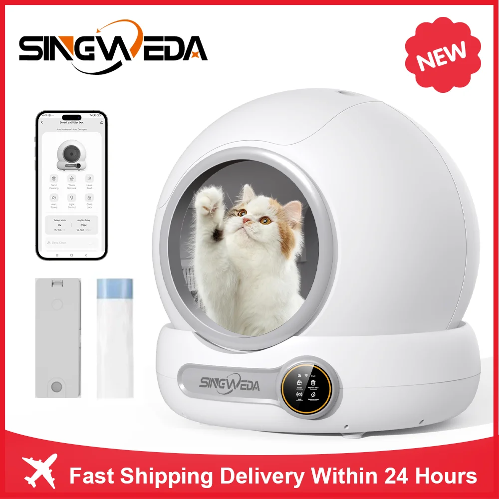 SINGWEDA 64L Automatic Smart Cat Litter Box Self Cleaning Fully Enclosed Cat Litter Box APP control Pet Toilet Deodorization New 1