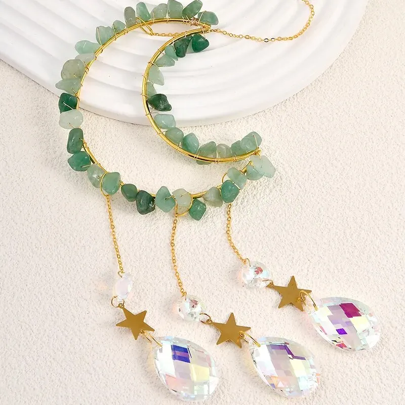Crystal Pendant Natural Crystal Pendant Moon Chime Crystal Pendant Chime Wedding Party Decorations