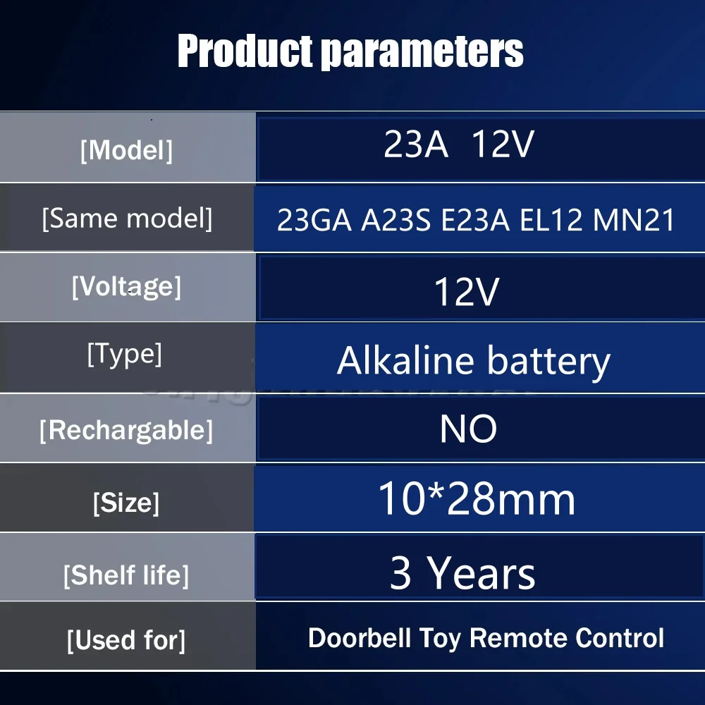 Alkaline Battery 20PCS 12V 23A A23 23GA A23S E23A EL12 MN21 MS21 V23GA L1028 GP23A LRV08 for Remote Control Doorbell