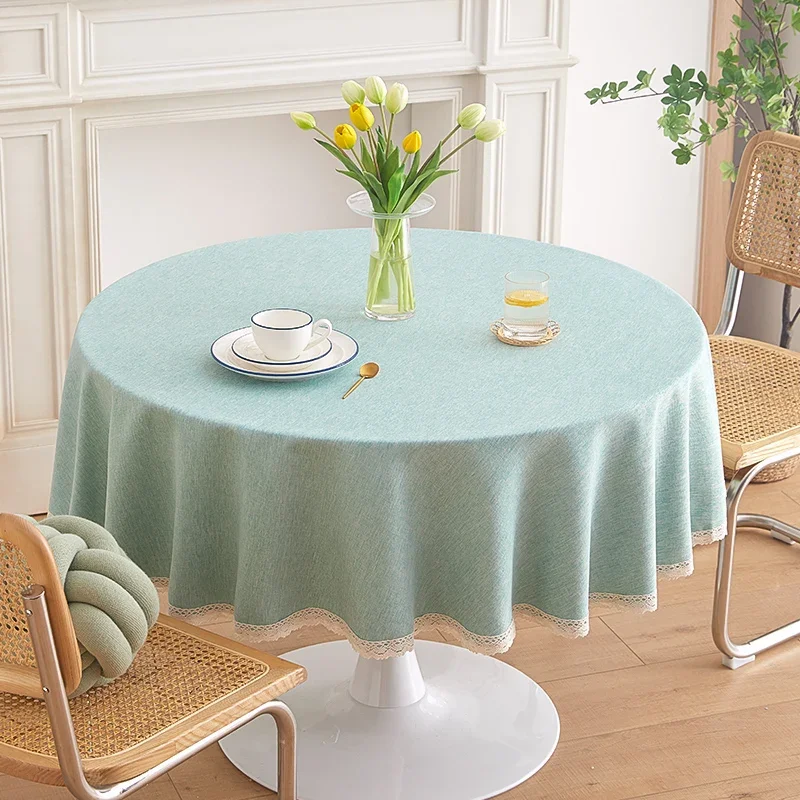 

Anti oil stain tablecloth small round tea table pad tablecloth solid lace lace