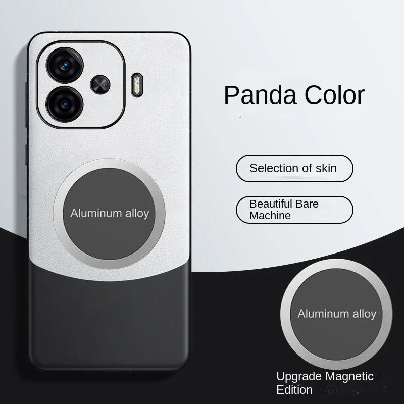 Luxury Leather Magnetic Case with Splicing Colors - Protective Back Cover Shell
