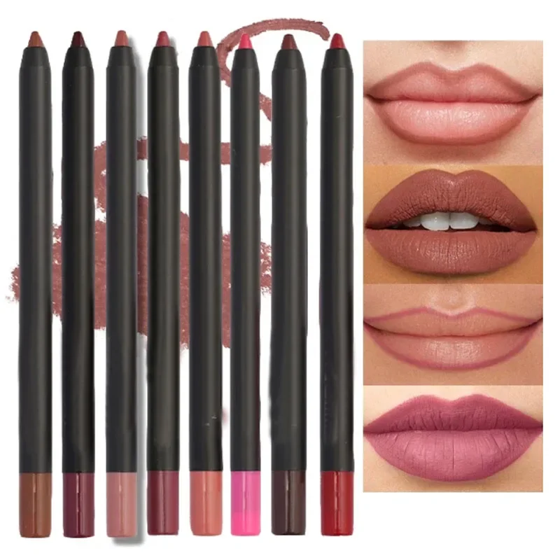 Nude Brown Lip Liner Pencil Lipstick Matte Smooth Waterproof Lipliner Long Lasting Non-stick Cup Lipstick Pen Beauty Cosmetics 3