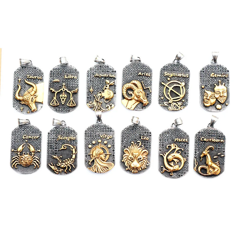 

1 Set 12pcs Constellation Horoscope 12 Zodiac Sign Pendant Stainless Steel Necklace 14K Gold Plated Silver Plated Jewelry