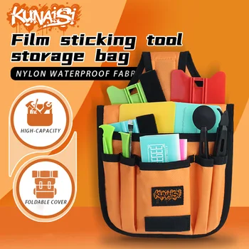 KUNAISI Kit di attrezzi per la conservazione degli attrezzi per auto, kit di attrezzi per abbigliamento in vita, kit di attrezzi arancione morbido in tela multitasca multifunzionale