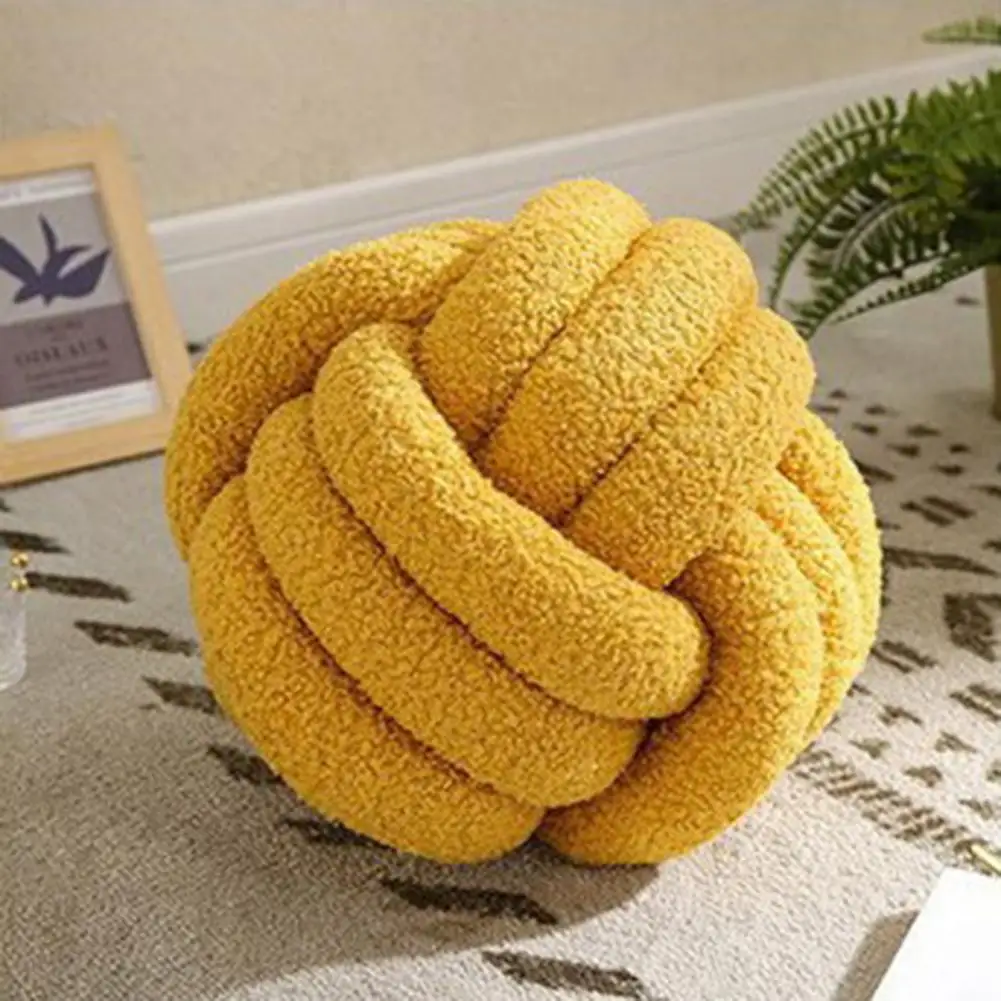 Knotted Ball Plush Pillow Indeformable Eco-friendly Hand-woven Back Throw