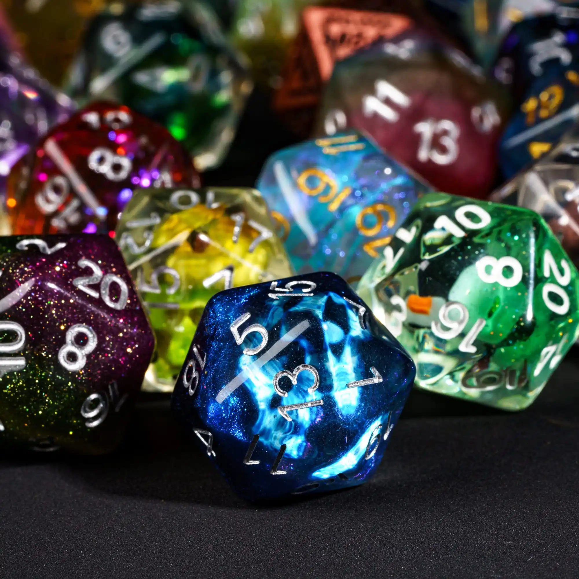 Game dice dice set acrylic dice Poludie 10Pcs/Set DND random color dice bulk D4 D6 D8 D10 D% D12 D20 polyhedral dice for role playing board game D&D RPG
