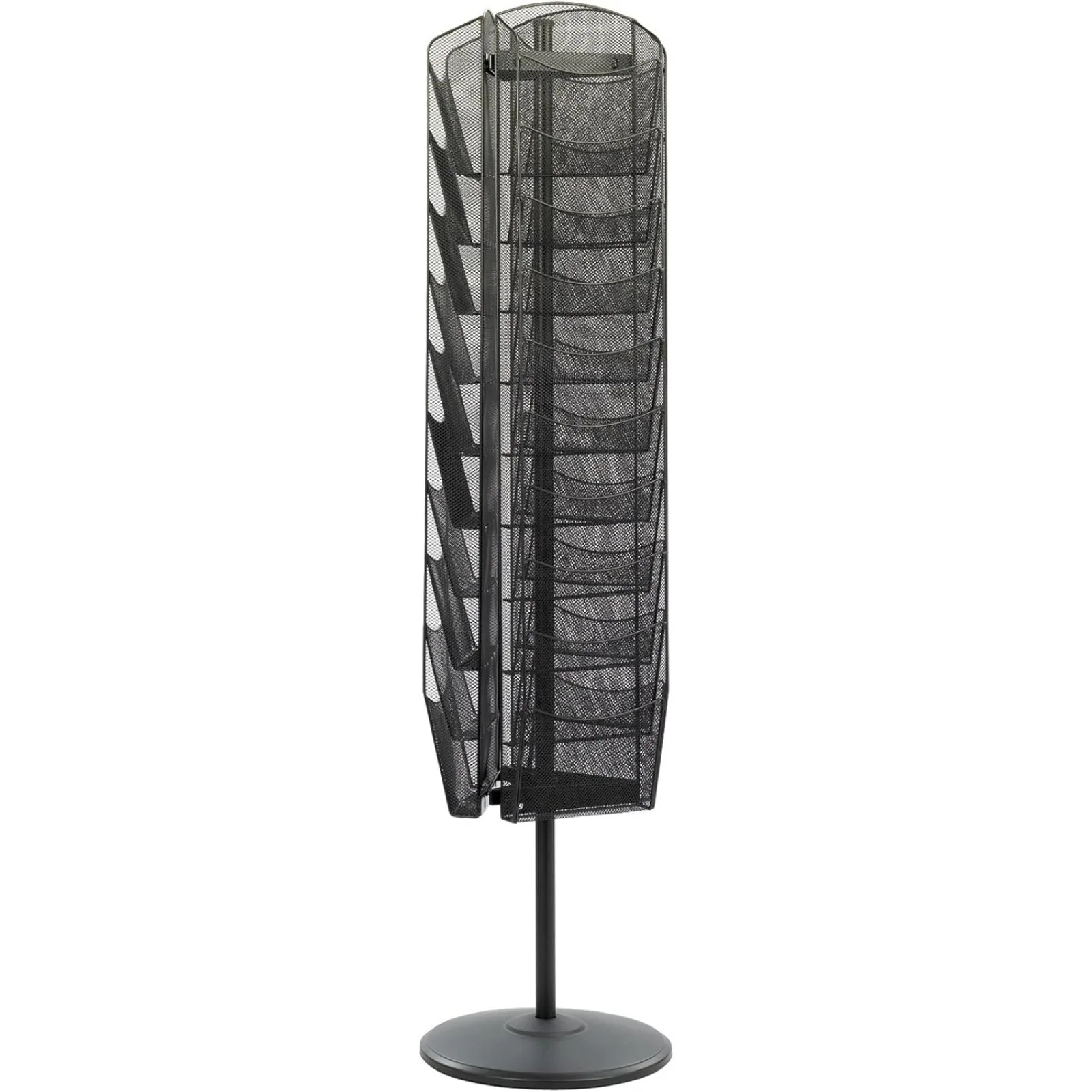 US Onyx Rotating Mesh Magazine Stand, Brochure Organizer, Display Rack with 30 Pockets, Commercial-Grade Steel