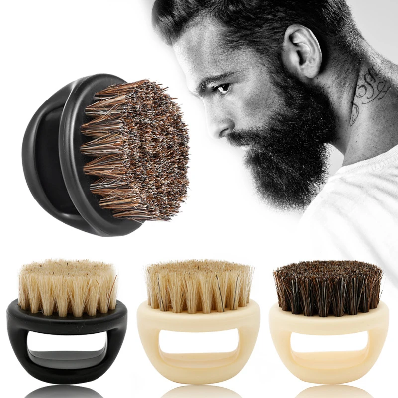 1 Pcs Ring Design Horse Bristle Men Shaving Brush Plastic Portable Barber Beard Brushes Salon Face Cleaning Razor Brush