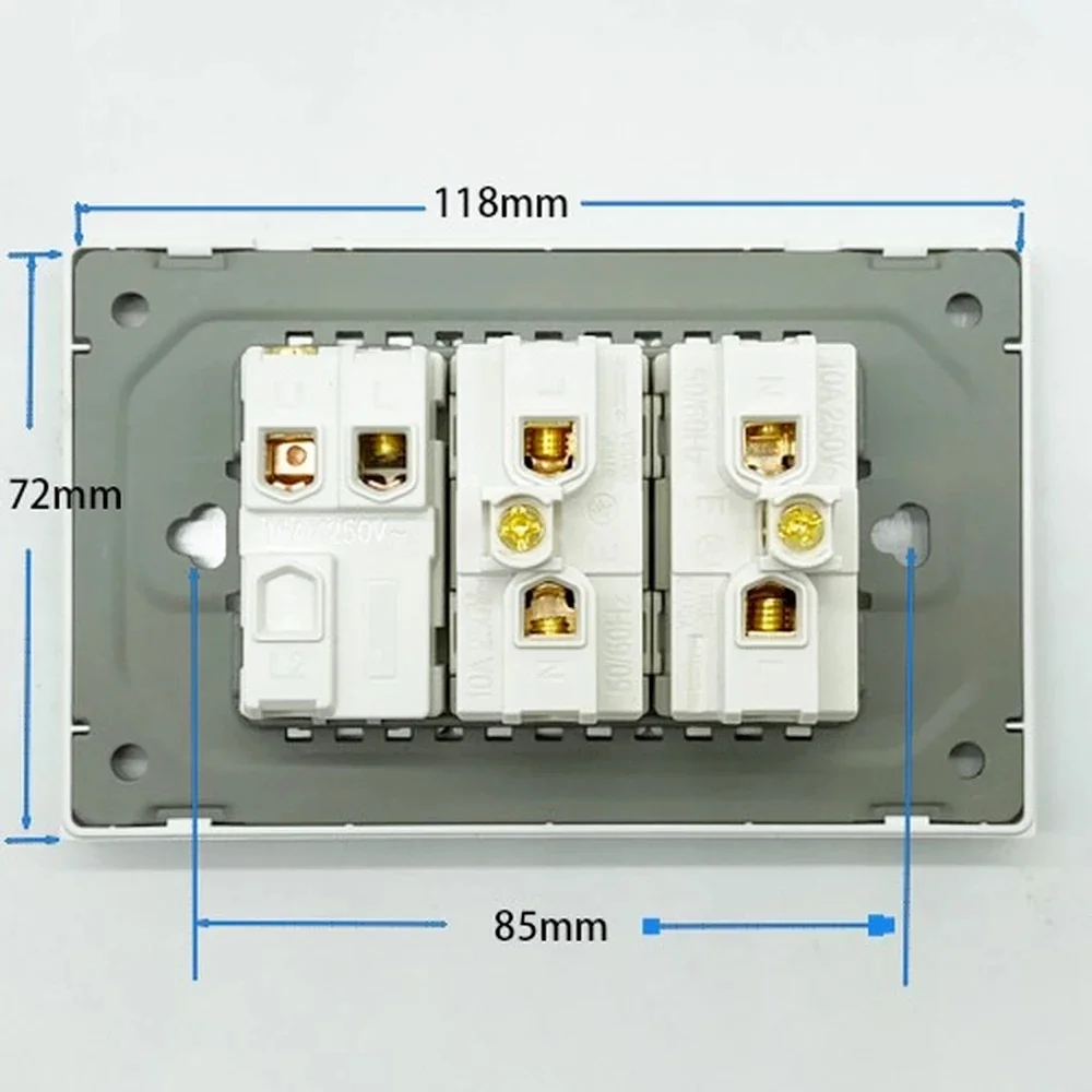 이탈리아 스위치 USB 월 소켓 칠레 플러그 핀 직사각형 칠레 아울렛 이탈리아 EU 전원 강화 유리/플라스틱 패널 가정 사무실용