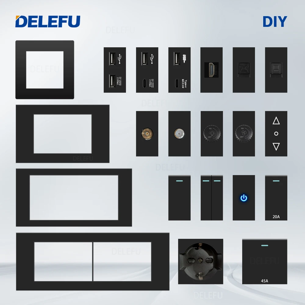 DELEFU مقبس إيطالي لتقوم بها بنفسك السبورة USB نوع...