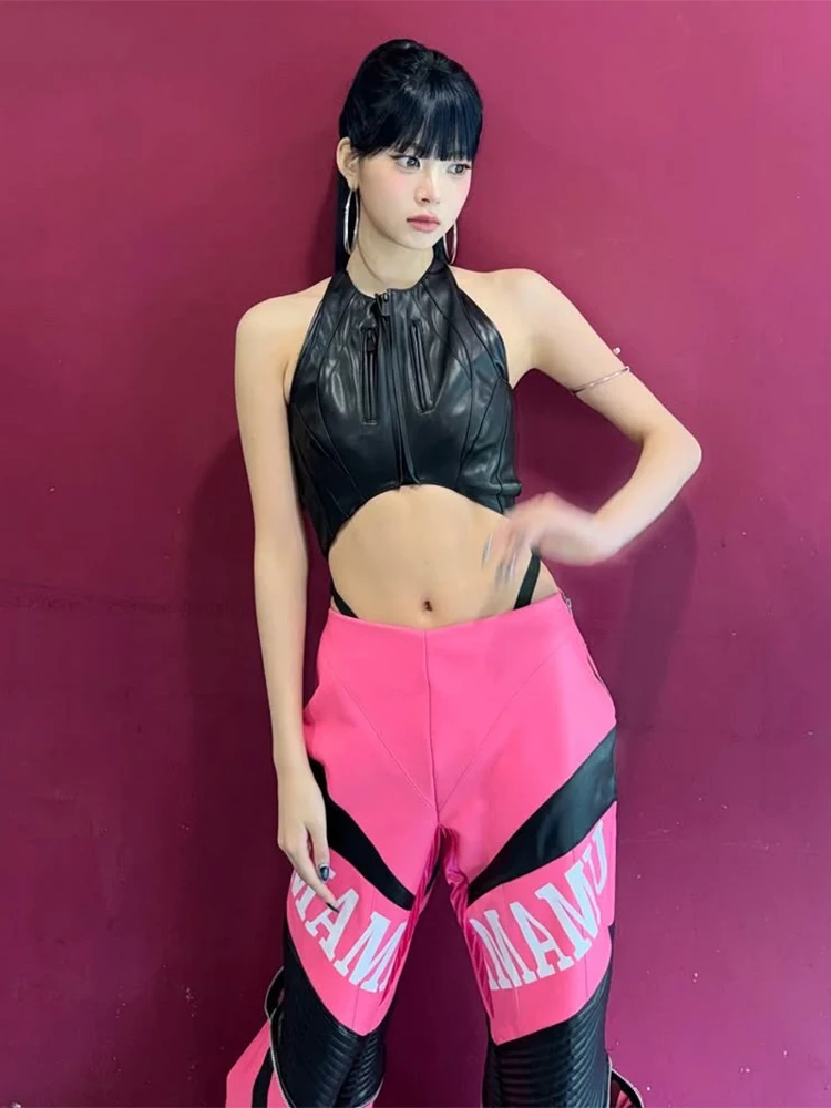 Nibber Zipper Sexy Bodysuit Women Faux Leather Patchwork Hollow Sleeveless o-Neck Waistless Midnight Music Festival Outfits