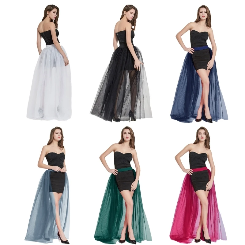 

Women Tulle Long Skirt Wedding Party Cocktail Prom Bandage Mesh Maxi Skirt Overskirt Overlay Bridal Tulle Overskirt N7YD