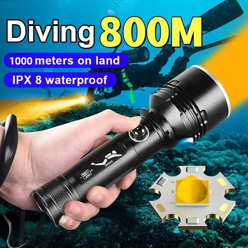 Description Picture 2 of itemSuper Bright Diving Flashlight XHP70 LED IPX8 Waterproof Professional Diving Light Powered By 26650 Battery with Hand Rope