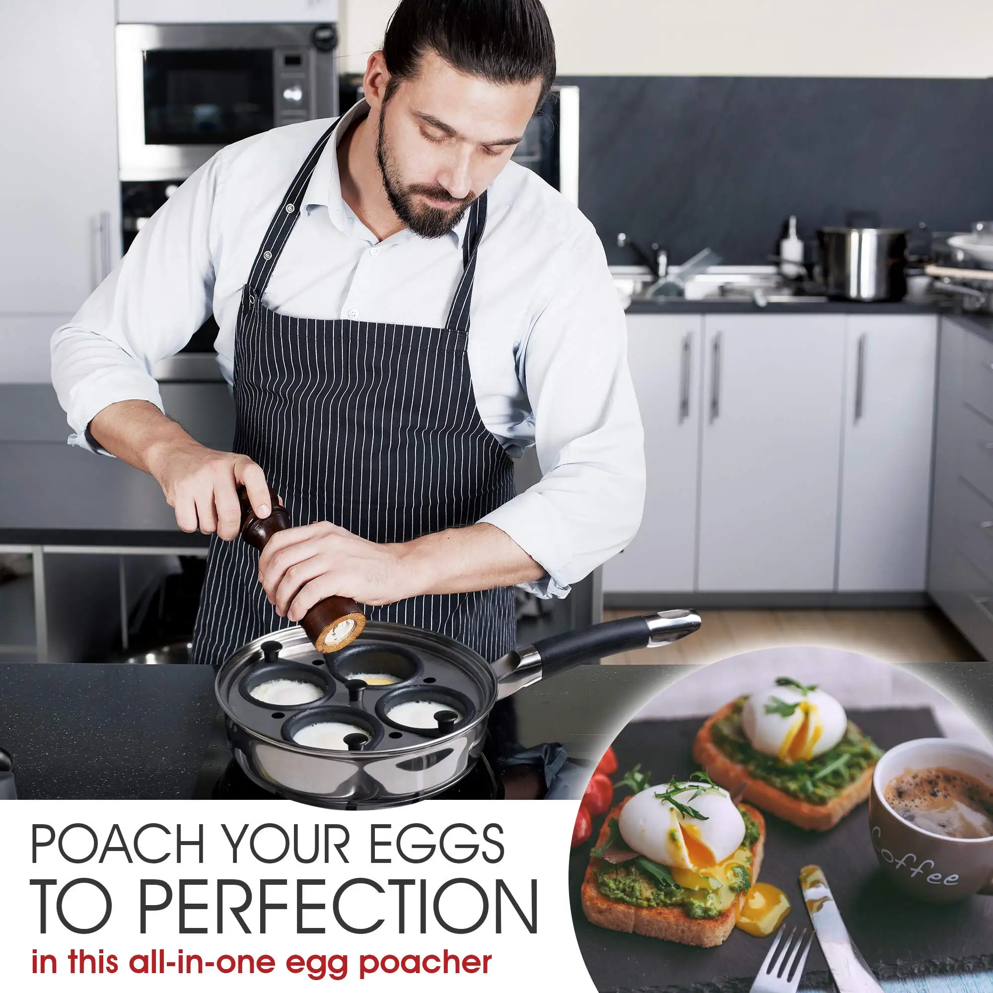 Egg Poacher 2 Pieces Stainless Steel Poached Egg Non-Stick Poached Eggs Cups Egg Poaching Cups Egg Poacher Insert