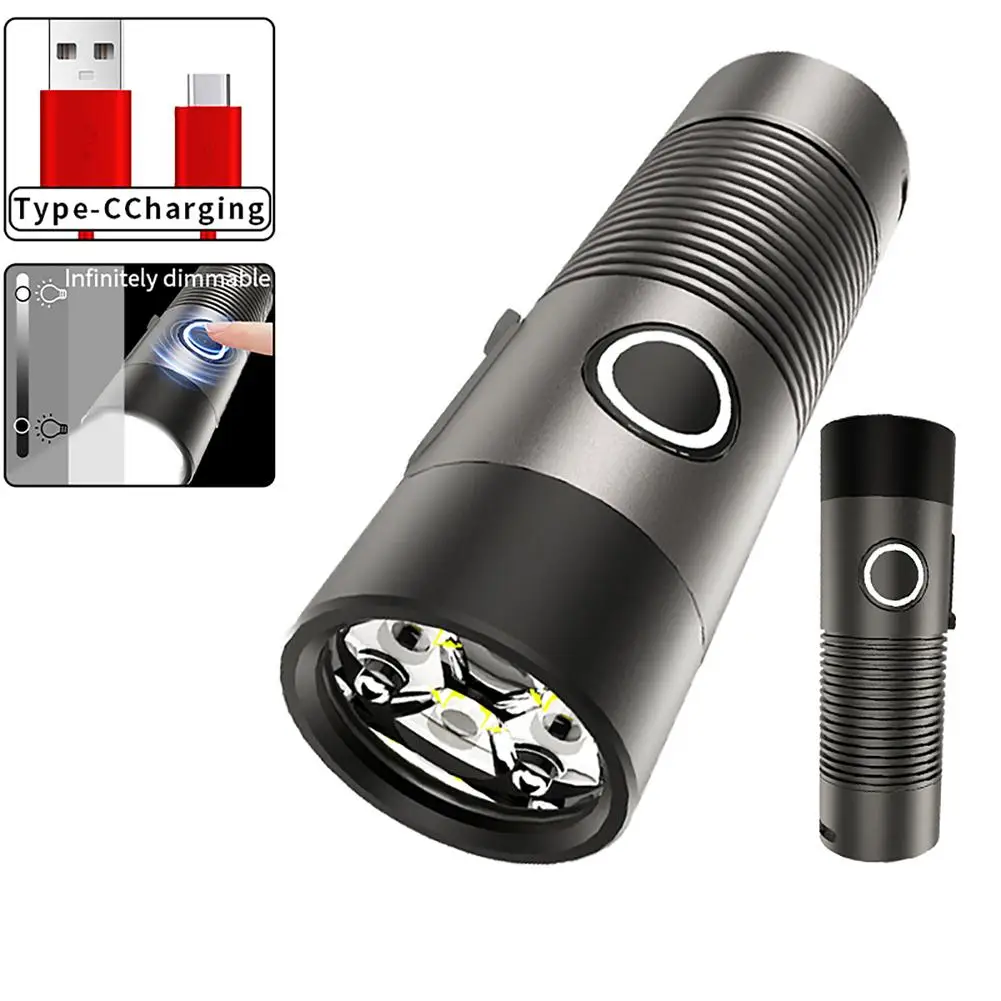 

Rechargeable Flashlights 4-Core XPG 1200 Lumen Super Bright Flash Light Infinitely Dimmable Torch IPX4 Waterproof Dropship