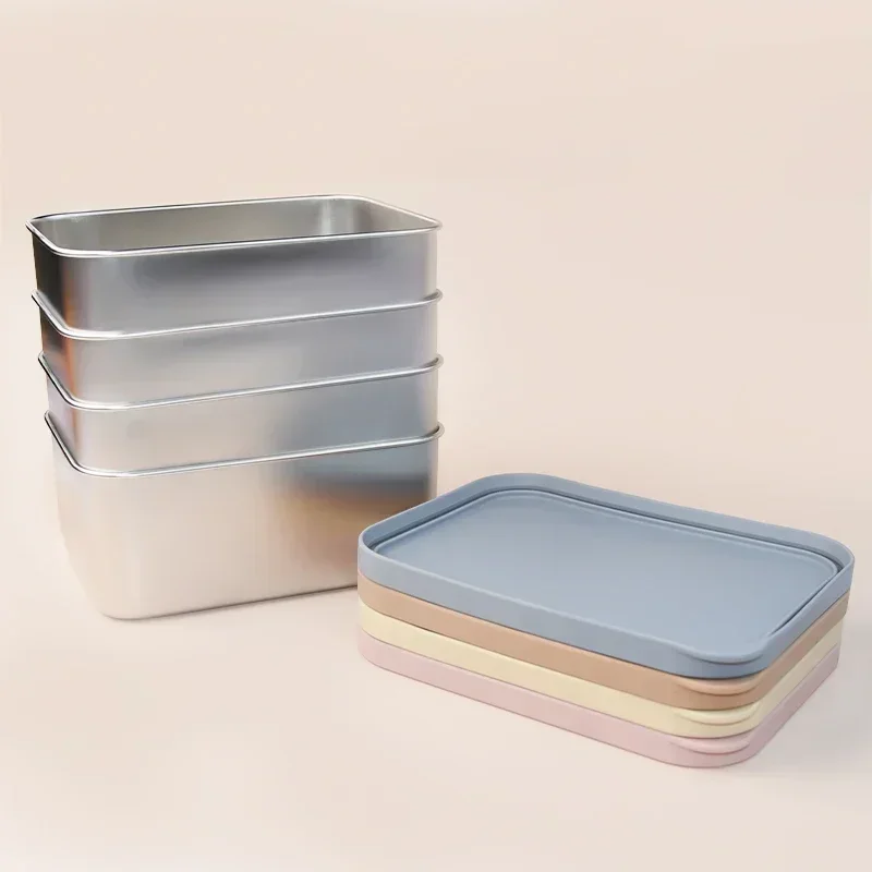 Stainless Steel Lunch Box Environmentally Friendly Food Grade Bpa Free Leakproof Children's Lunch Box Silicone Lid Lunch Box 6