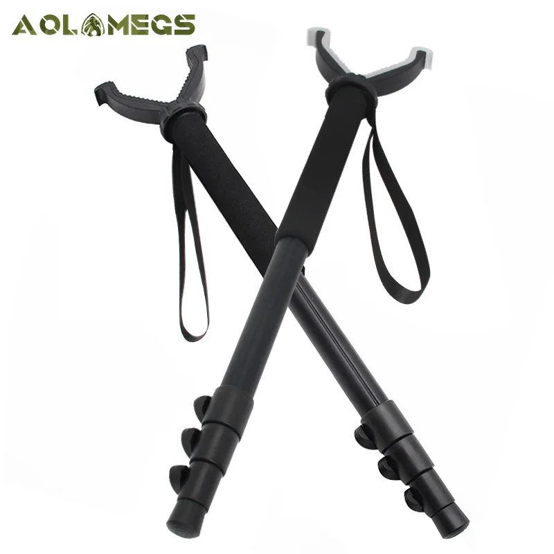

Aluminum Telescopic Monopod Shooting Camera Rack Rotating V Yoke Mount Adapter for Hunting Shooting Stick with Shoulder Strap