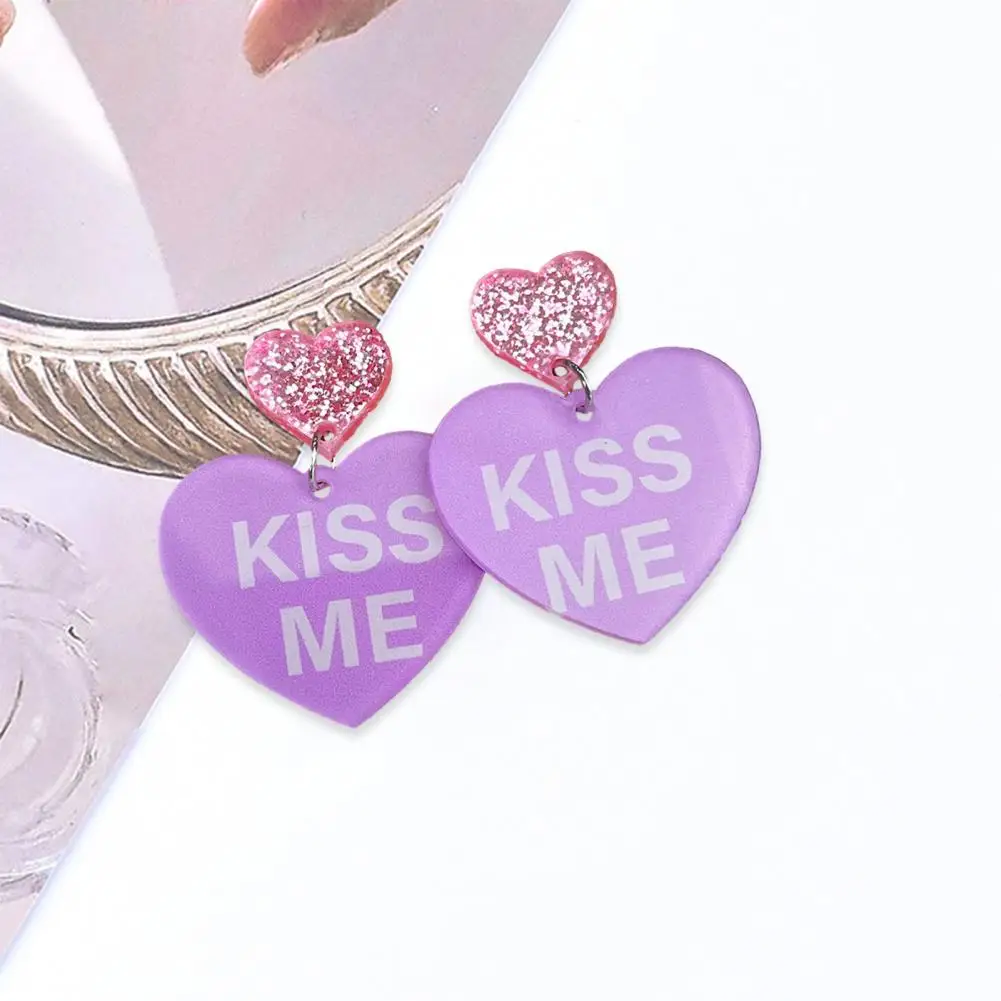 Orecchini In Acrilico Orecchini Con Ciondoli Di San Valentino Shiny Love Red Heart Pink Love Orecchini Pendenti Per Le Donne Cute Lover Mom Jewelry