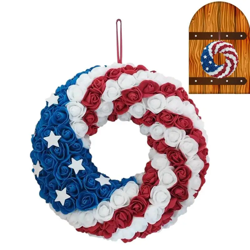 

Венок на дверь ручной работы, мемориальный день, венок 4 июля для ветеранов, День Независимости, Америка