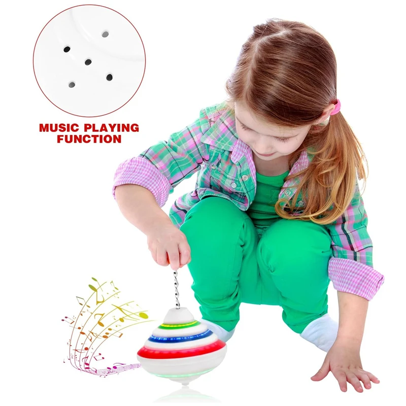 Spinning Top Toy with LED Light up and Music Peg-top Hand Spinner Gyro Flash Toy Birthday Halloween Christmas Gift for Kids - 5
