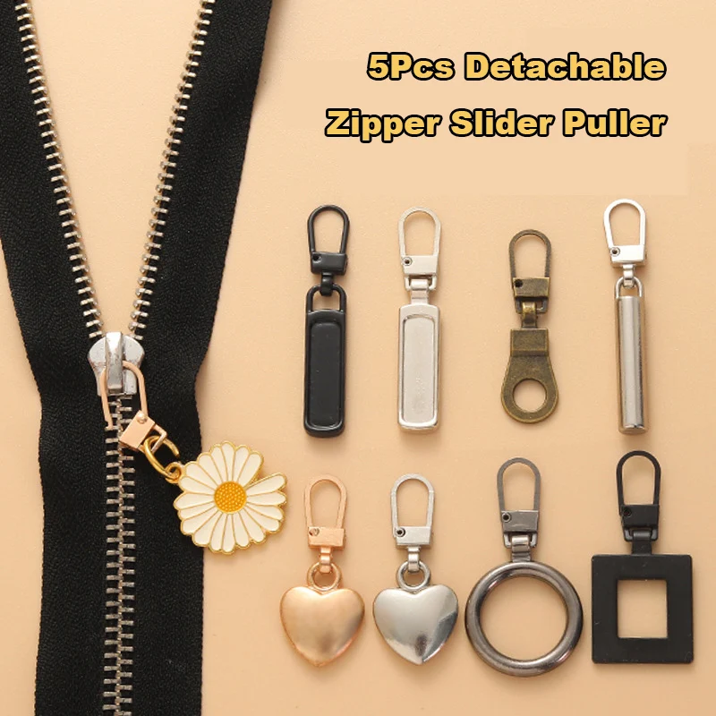 Description Picture 2 of item5Pcs Detachable Zipper Slider Puller Universal Replacement Metal Zipper Head Repair Kits For DIY Craft Luggage Handbags Clothes