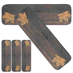 5pcs Stairs Mats Maple Leaf Plank Pattern Anti-slip Stairs Protection Cover Washable Washable Washable Rugss