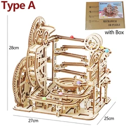3D Wooden Puzzle Marble Run - Mechanical Self-Assembly Educational Toy Gift (Type A)