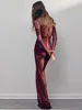 Articat Elegant Mesh Patchwork Long Sleeve Bodycon Party Club Evening Dress Sexy Double Layer Perspective Vestido Autum Clothing 2