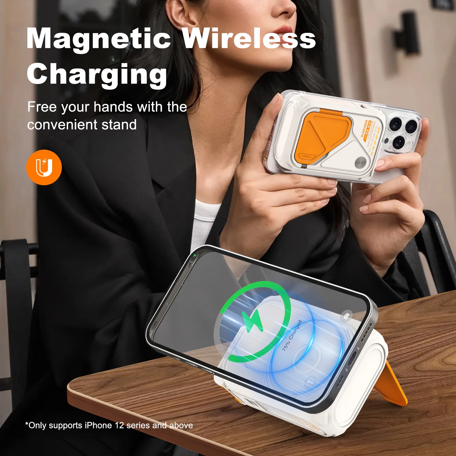 6-in-1 multifunctional power bank magnetic magnetic adsorption for wireless charging, 10000 mAh phone holder 22.5W fast charging 4