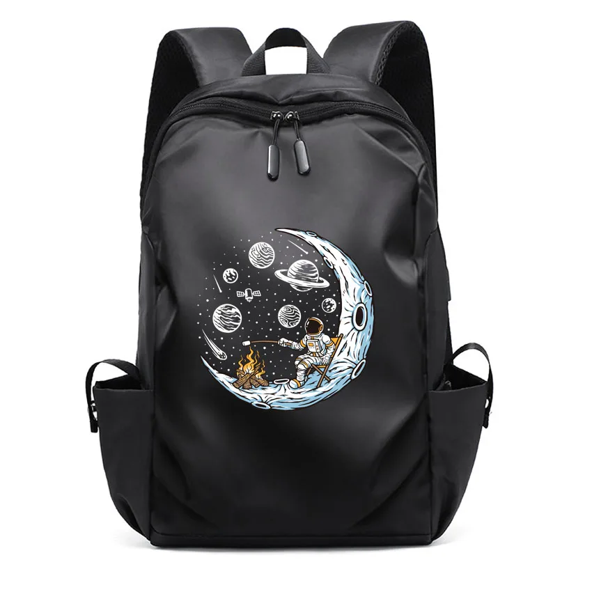 

Women Man Carry On Backpack Laptop Unisex Backpack College Bag Funny Outer Space Astronauts Print Boy Girl Waterproof Rucksack
