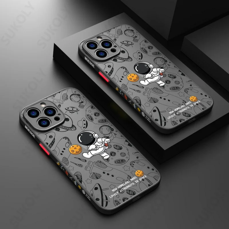 Custodia Per Iphone 15 14 Pro Max 13 Pro Max Cover In Acrilico Trasparente Opaco Per Astronauti Per Iphone 15 14 13 Pro Lens Fundas Protettivi