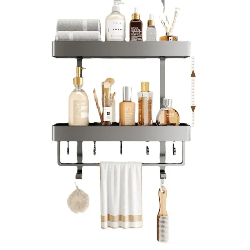 No Hole Shower Room Hanging Basket Door After The Multi-layer Shelf In The Bathroom Hanger Glass Door Partition Shampoo Holder 5