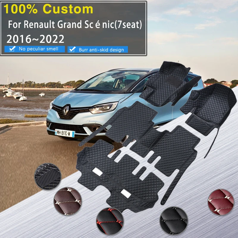 

Автомобильные коврики для Renault Grand Scenic IV 2016 ~ 2022, 7-местный коврик для защиты от грязи, роскошные коврики, автомобильные аксессуары
