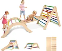 5 in 1 Wooden Montessori Climbing Set with Arch/Ladder/Ramp Foldable Climbing Toys Fun Indoor Playground Jungle Play Gym Rainbow 1