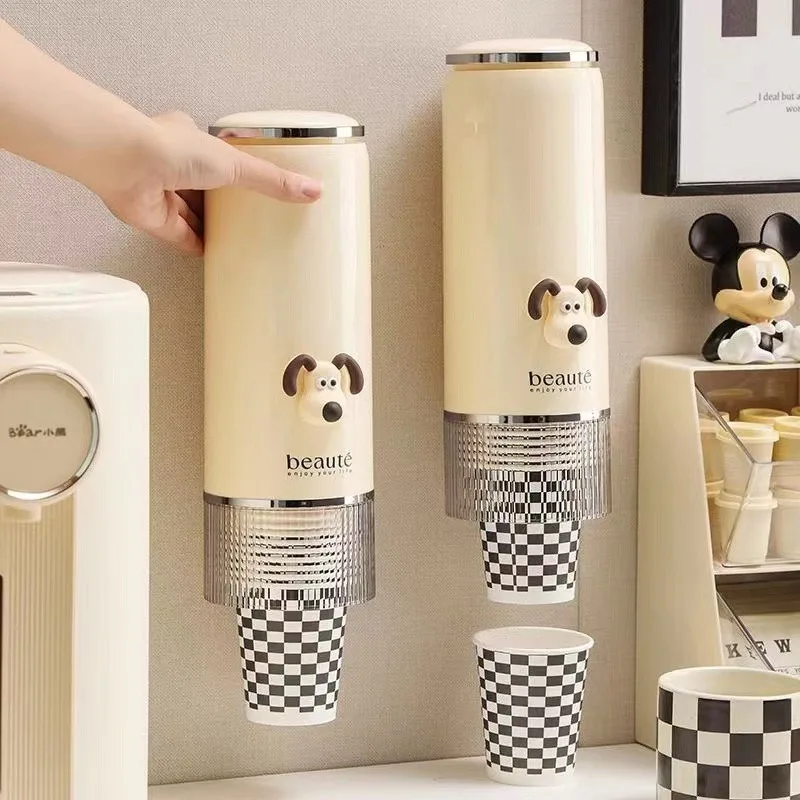 

Disposable Cup Extractor Wall Mounted High Appearance Automatic Plastic Storage Box for Water Cups and Paper Cups