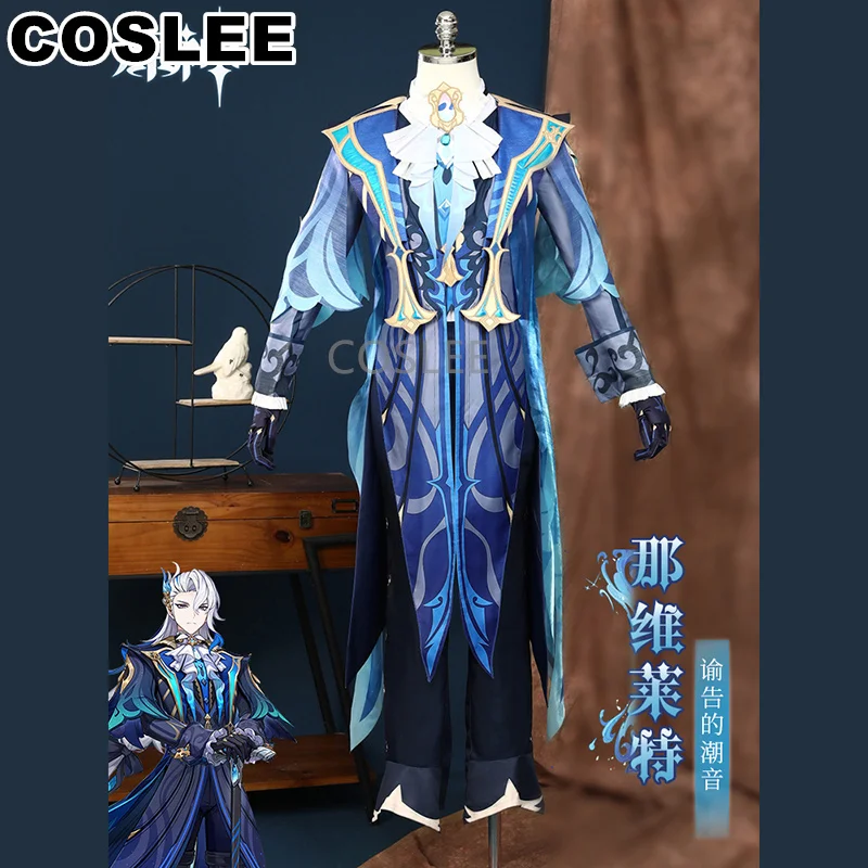 

COSLEE Genshin Impact Neuvillette Cosplay Costume Handsome Uniform Game Suit Halloween Carnival Party Outfit Men XS-3XL New