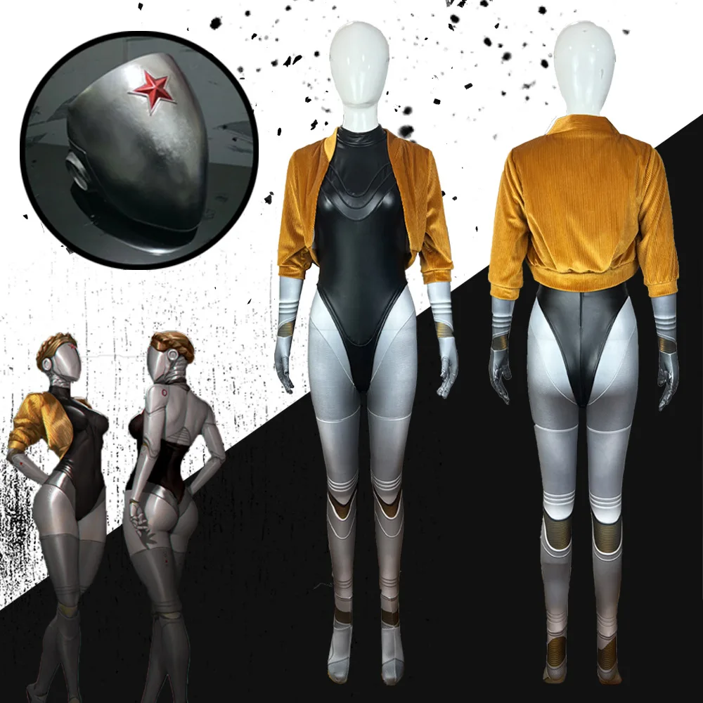 

Atomic Heart Cosplay Costume Robot Twins Left And Right Cosplay Jumpsuit Game Twins Atomic Heart Figuresuit Dixie MASK +coat+wig