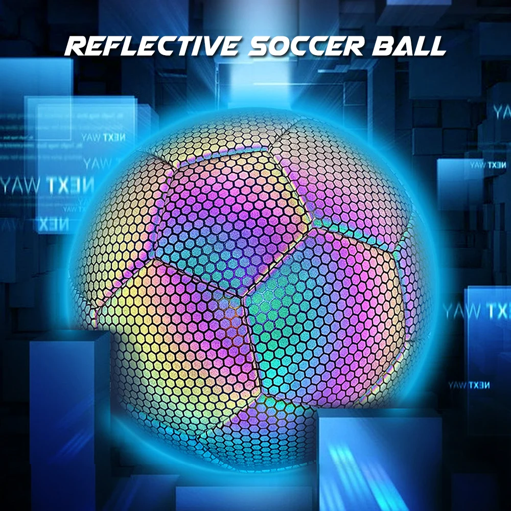 Reflective Soccer Ball Night Glowing Light Up Camera Flash Soccer Ball