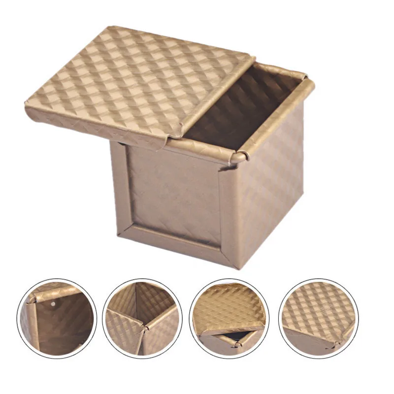 Square Loaf Pan Toast Mold Bread Pan Pullman Loaf With Lid Cover Non-Stick Mini Water Cube Toast Box