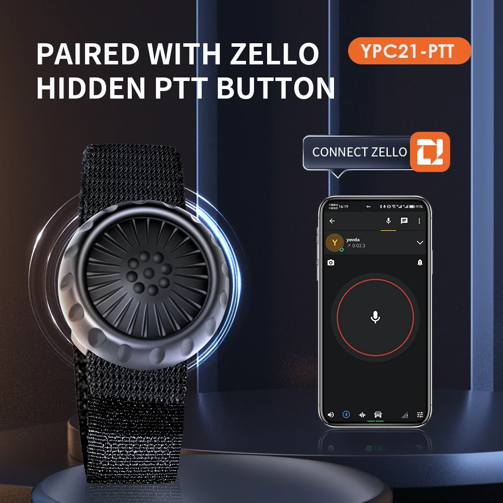 2023 Wireless Bluetooth-compatible Hands-free PTT Walkie Talkie Button for Android and ios for Zello Work