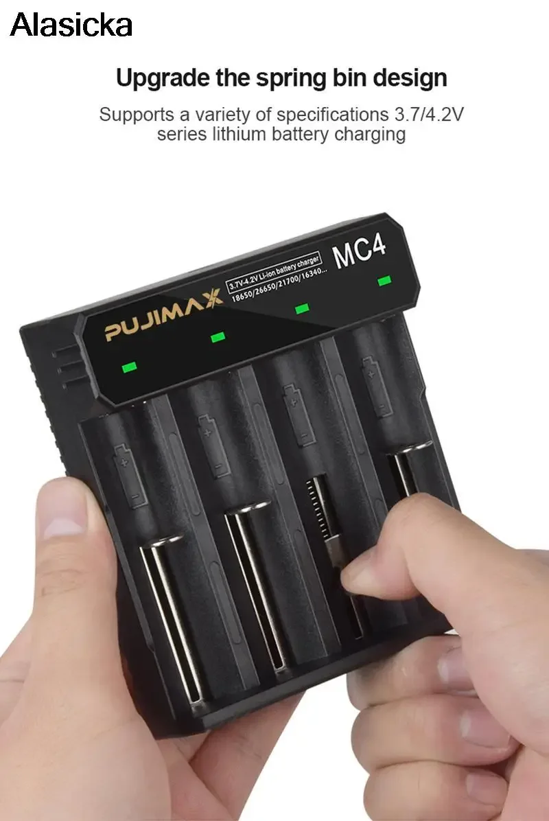 26650 18350 14500 26500 22650 Li-ion Rechargeable Battery charger 18650  battery charger 4 slots USB cable fast charging - AliExpress 44