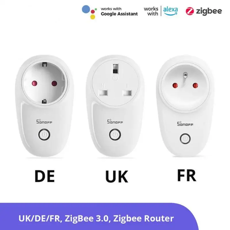 

Штепсельная Вилка для SONOFF S26R2 ZigBee EU/FR, умная Беспроводная розетка enchufe eWelink power для Alexa Google Yandexalice smartthing