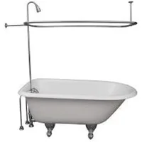 Clawfoot bath shower faucet and rectangular combination set - 3/8-8-inch chrome center diverter faucet - 3/4 "MIP connection 1