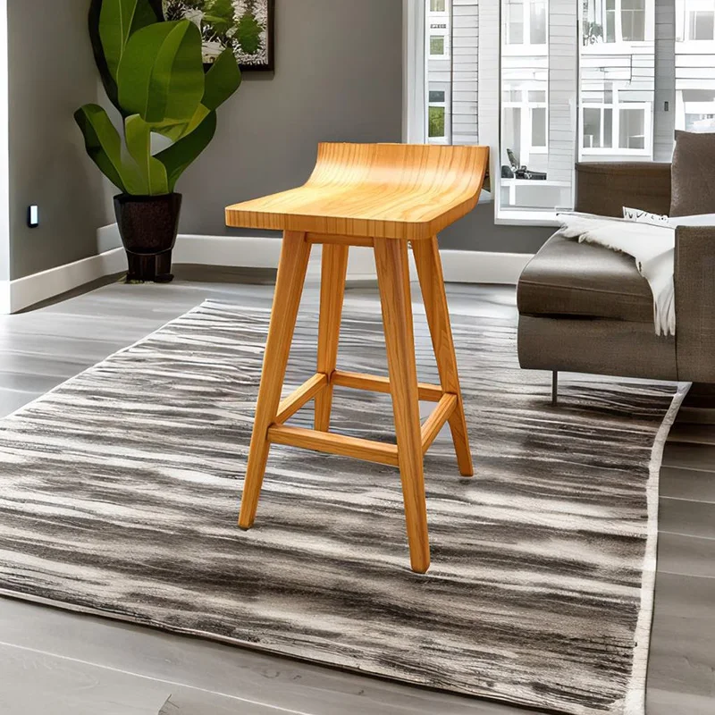 

Outdoor Wood Nordic High Bar Chair High Counter Kitchen Stools Chairs Gaming Bar Backrest Modern Home Cafe Taburetes De Bar