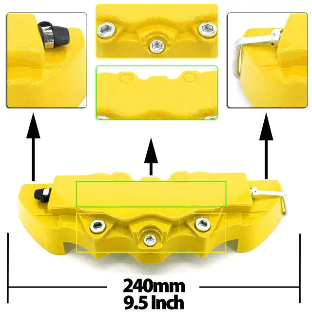 Yellow 4X Universal Disc Brake Caliper Cover Front Rear Car Accessories Kit  USA