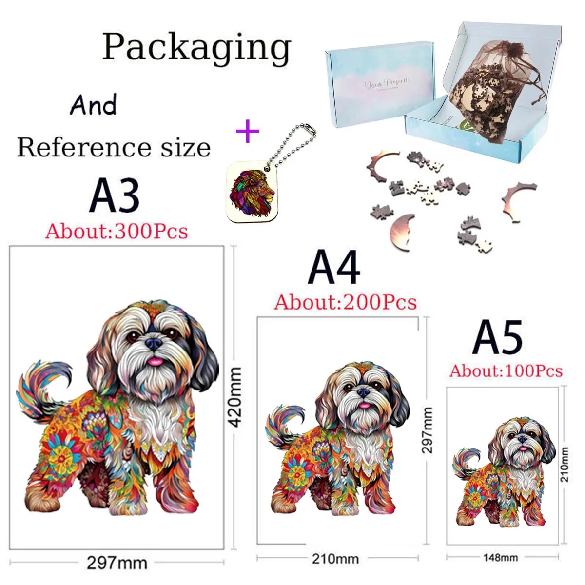 Dog Wooden Jigsaw Puzzles Art Unique Butterfly Animal Shaped Puzzle Diy Intelligent Game for Adults Kids Family Home Decor 6