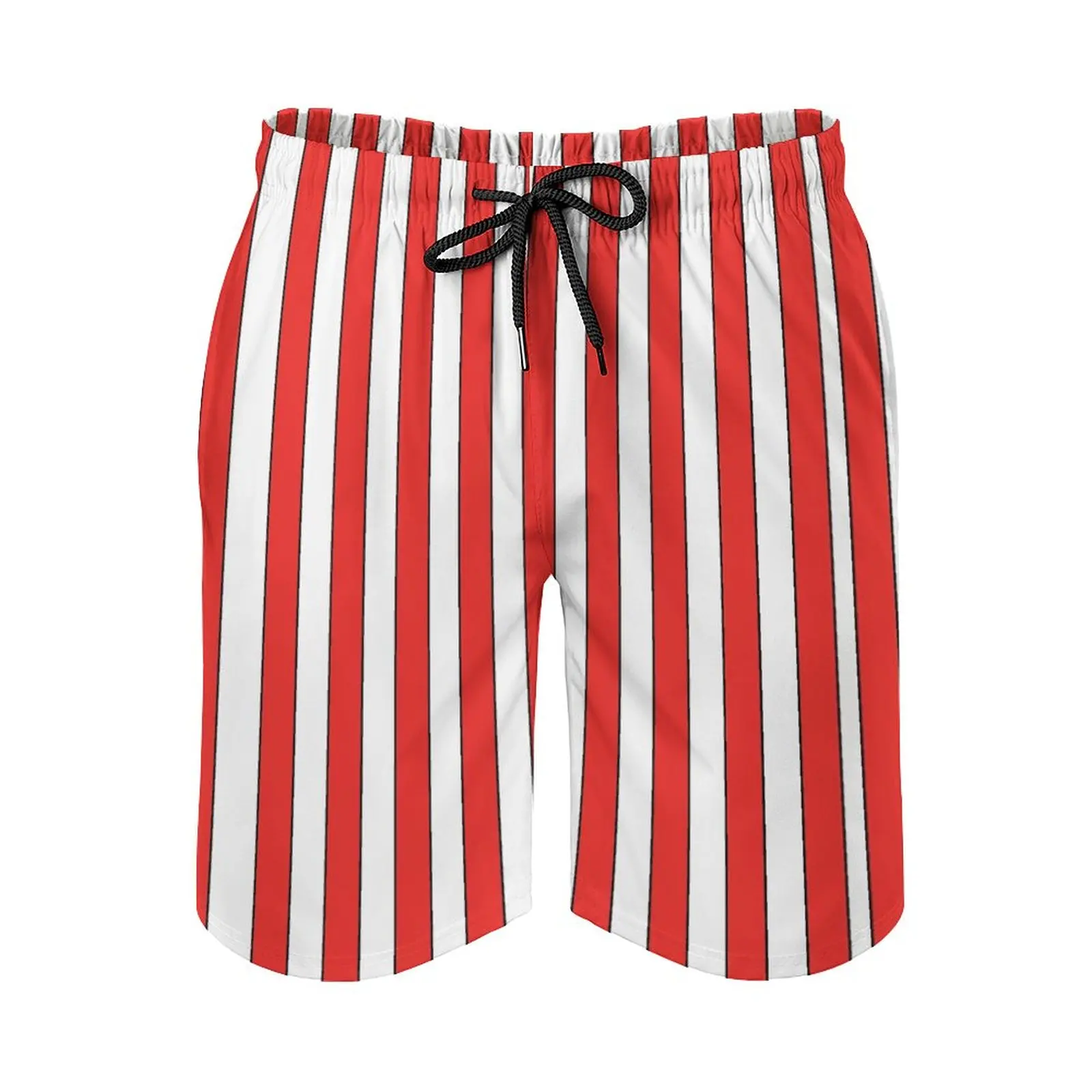 

RED BLACK WHITE VERTICAL STRIPE Anime CausalTop Quality Adjustable Drawcord Breathable Quick Dry Beach Pantsbasketball Loose Ela