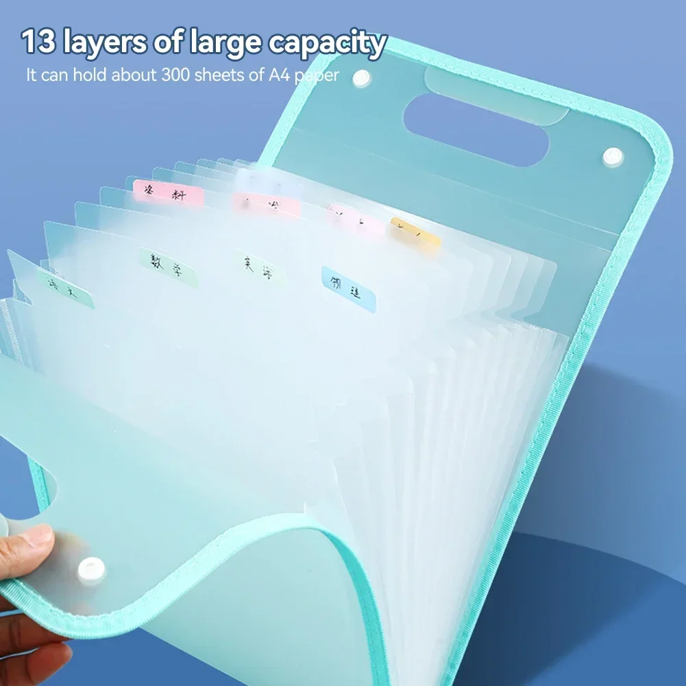 Vertical A4 Multi-Layers Folder Dutton File Bag File Bag Floral 13-cell Organ Large Capacity Korean Simple Office Stationery