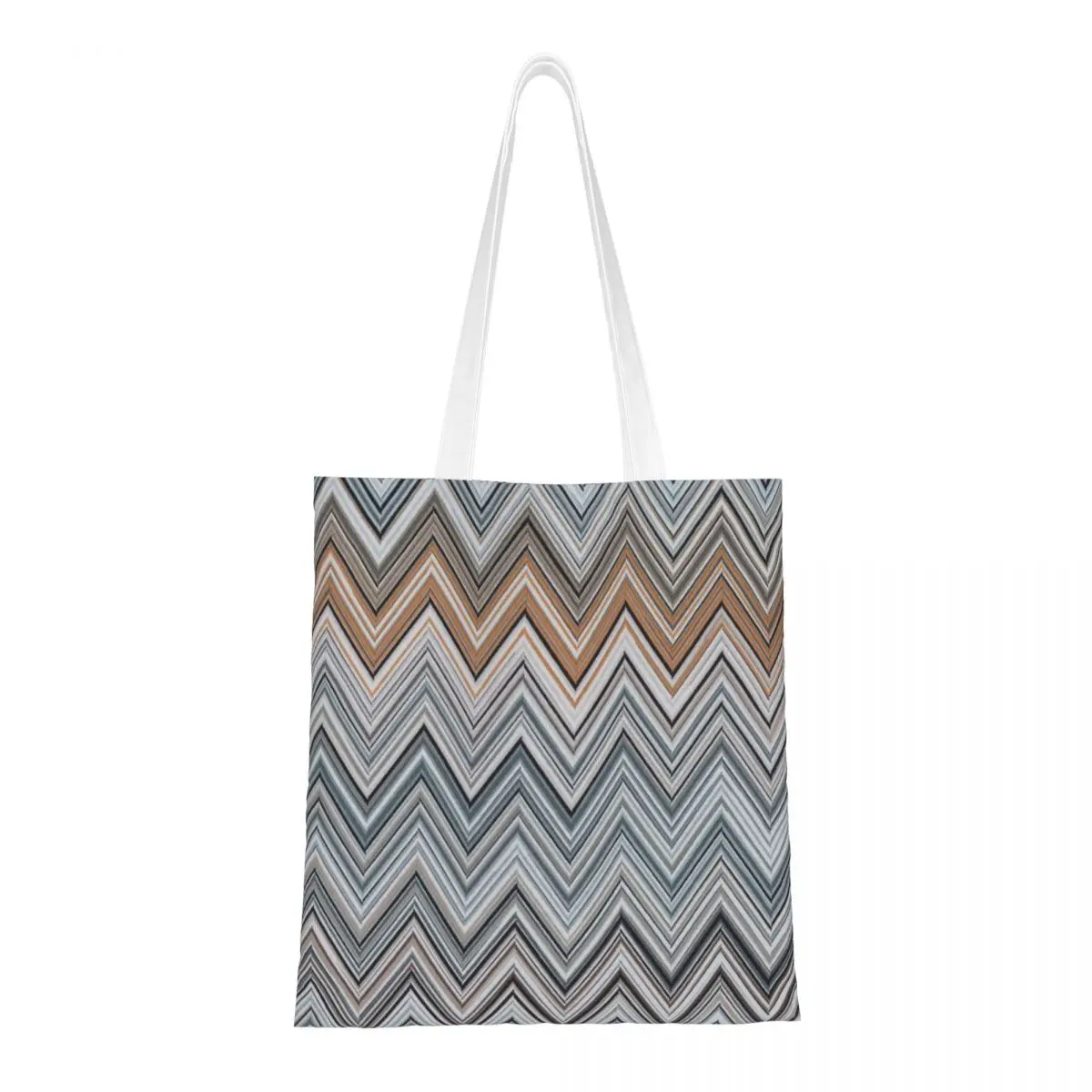 Moda Contemporanea Zig Zag Shopping Tote Bags Riutilizzabile Boho Chic Camouflage Canvas Grocery Shopper Borsa A Tracolla