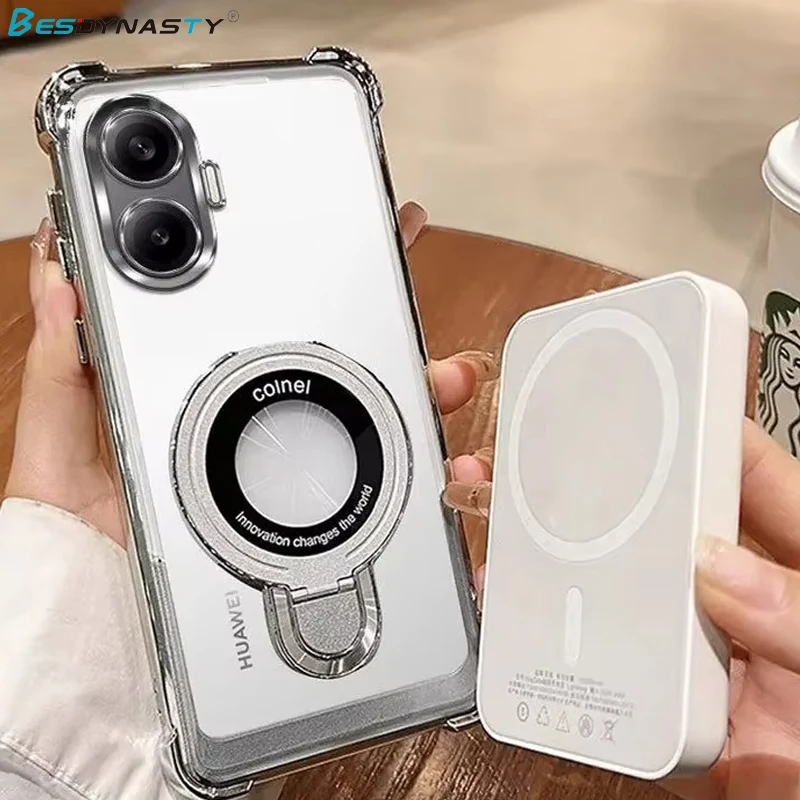 Luxury Transparent Shockproof Soft Cover with Airbag Electroplating Holder